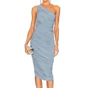 Blue One Shoulder Wrap Dress